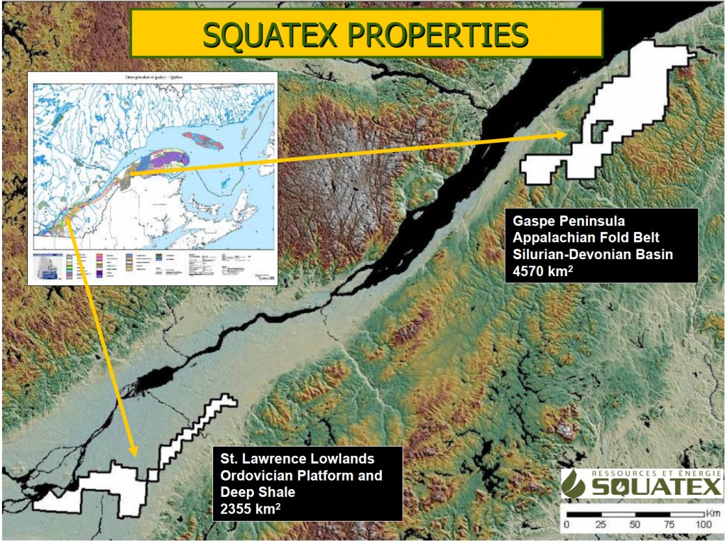 Domaine minier de Squatex en 2006 dans le Bas-St-Laurent/Gaspésie et dans les Basses-Terres du St-Laurent